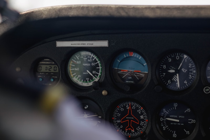 Cessna 172 instrument panel during flight training